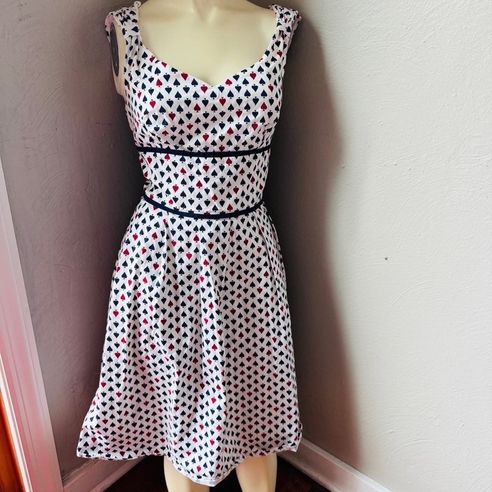 Eshakti cotton fit and flare dress with spade print size 10 sleeveless